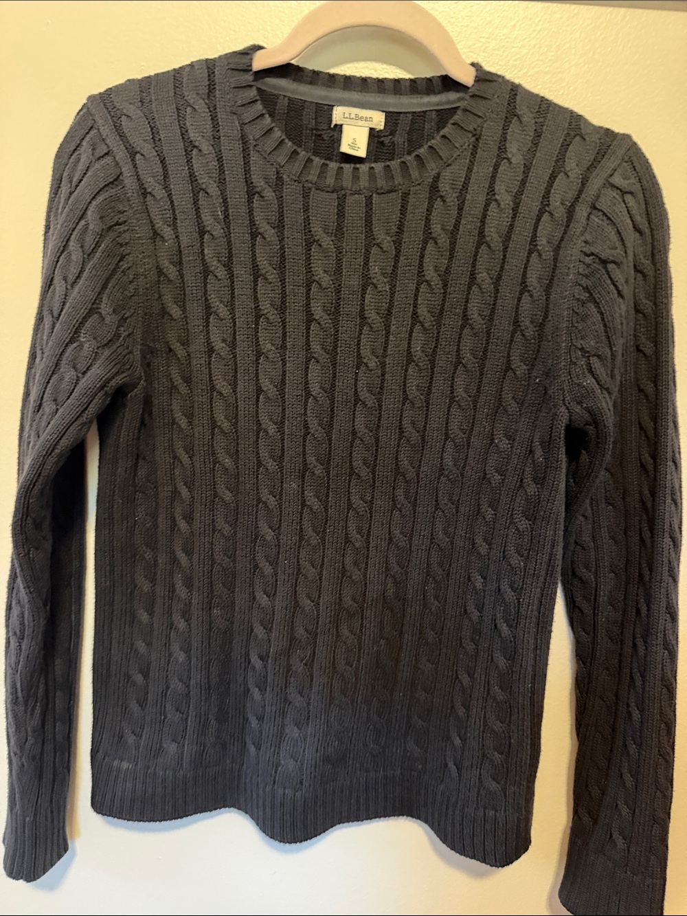 L.L. Bean Women's Cable Knit Crewneck Sweater - Charcoal Gray